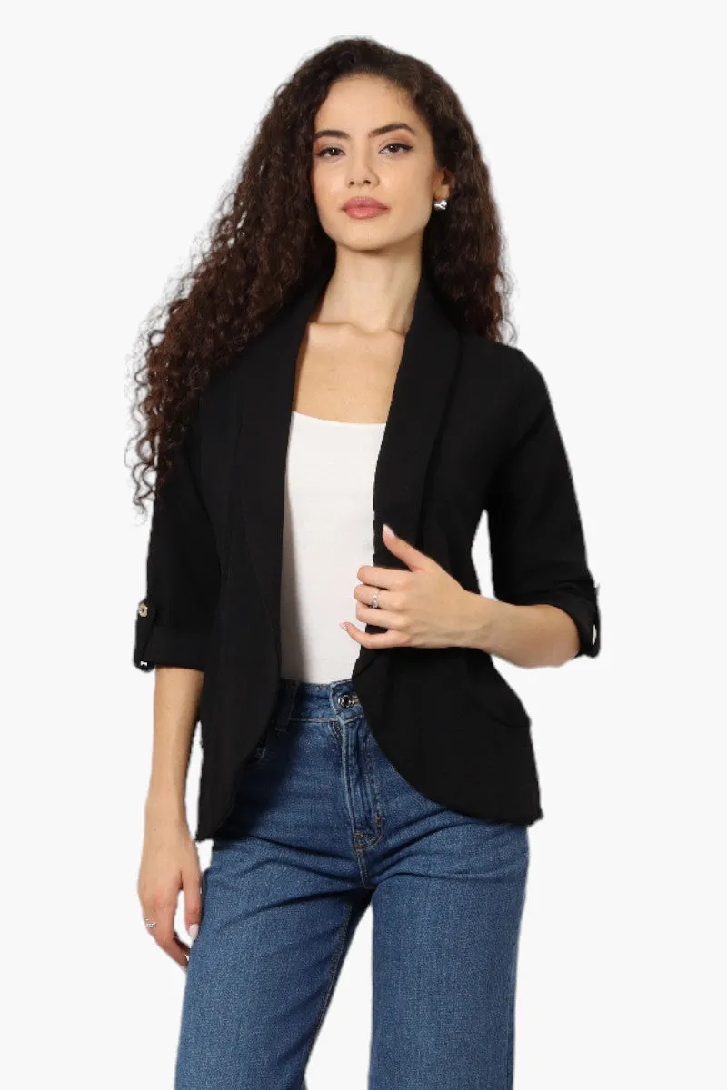 Impress Open Roll Up Sleeve Blazer - Black sold by Fairweather
