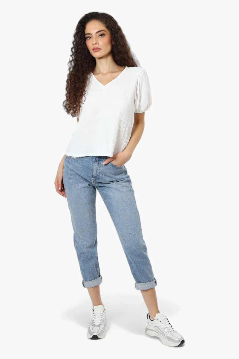 Magazine V-Neck Bell Sleeve Blouse - White sold by Fairweather product image thumbnail 2