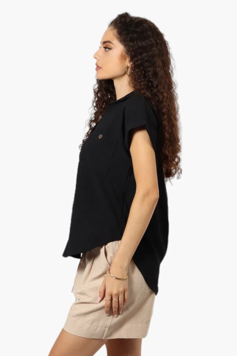 Urbanology Button Up Cap Sleeve Blouse - Black sold by Fairweather product image thumbnail 3