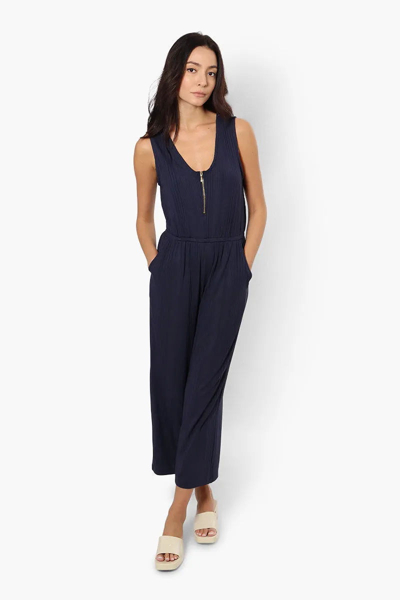 International INC Company Ribbed Front Zip Jumpsuit - Navy sold by Fairweather product image thumbnail 2