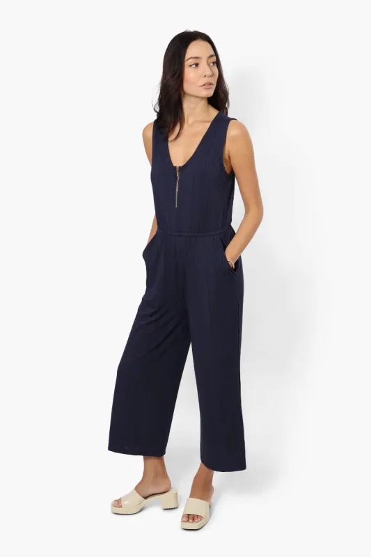 International INC Company Ribbed Front Zip Jumpsuit - Navy sold by Fairweather