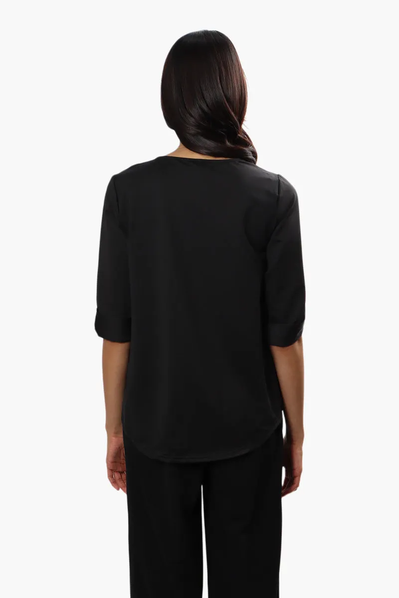 Beechers Brook Solid Roll Up Sleeve Blouse - Black sold by Fairweather product image thumbnail 4