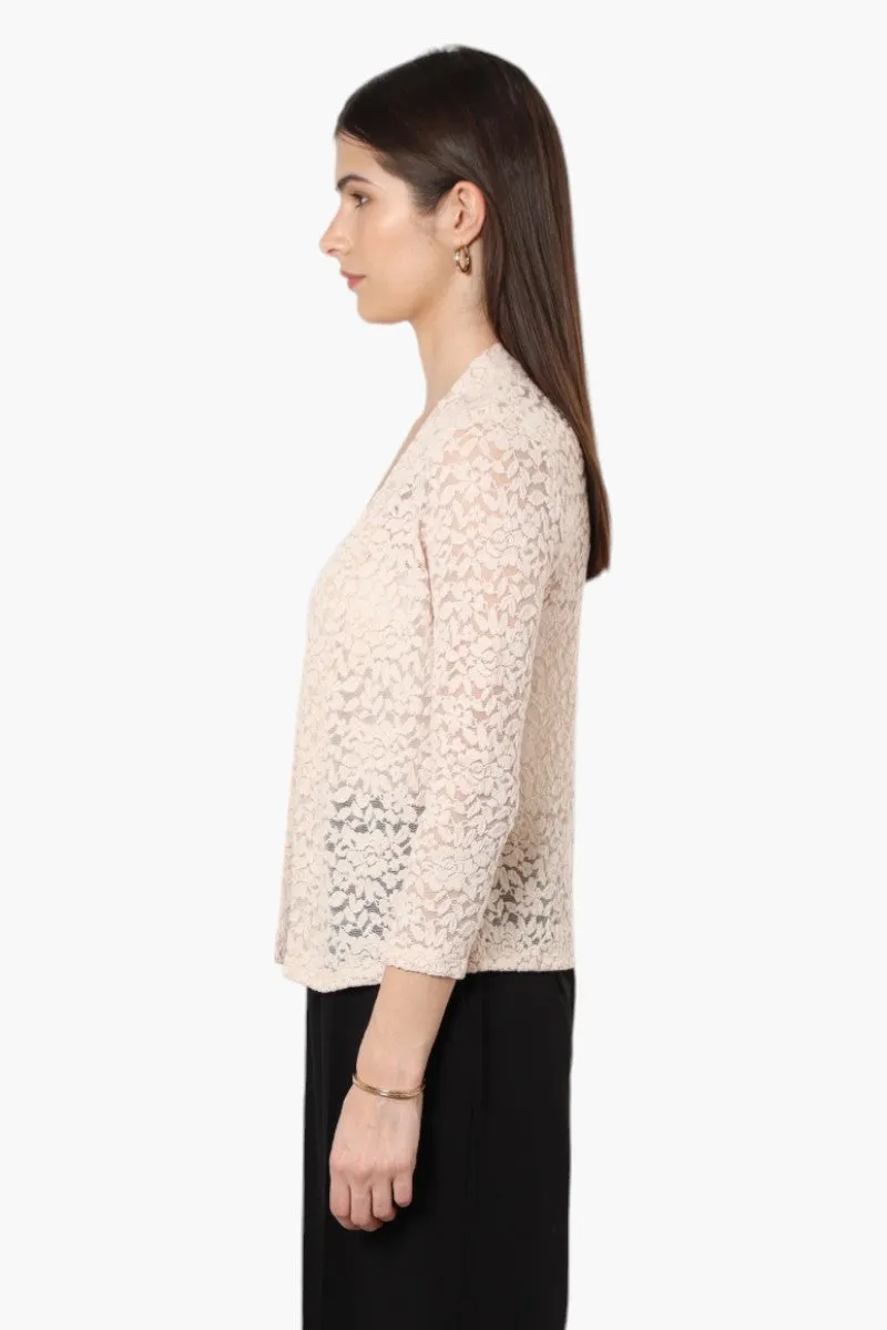 Limite 3/4 Sleeve Lace Wrap Cardigan - Blush sold by Fairweather product image thumbnail 3