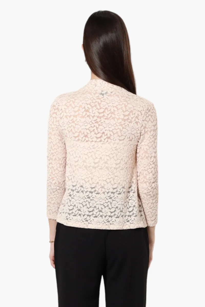 Limite 3/4 Sleeve Lace Wrap Cardigan - Blush sold by Fairweather product image thumbnail 4