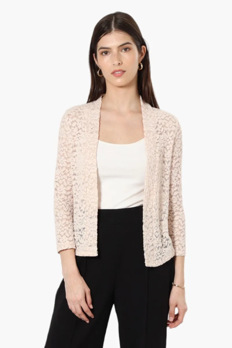 Limite 3/4 Sleeve Lace Wrap Cardigan - Blush sold by Fairweather