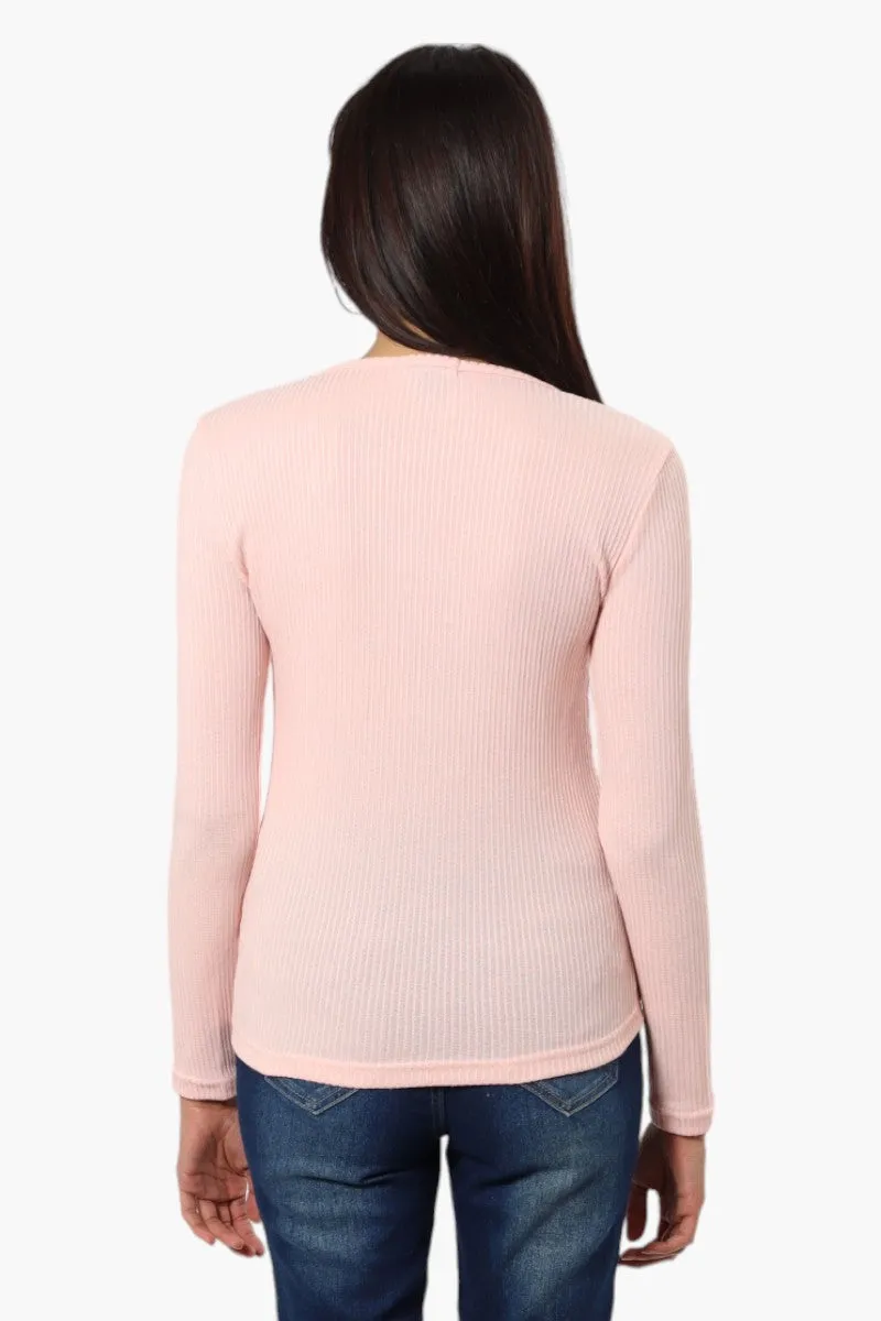 Magazine Ribbed Front Twist Long Sleeve Top - Pink sold by Fairweather product image thumbnail 4