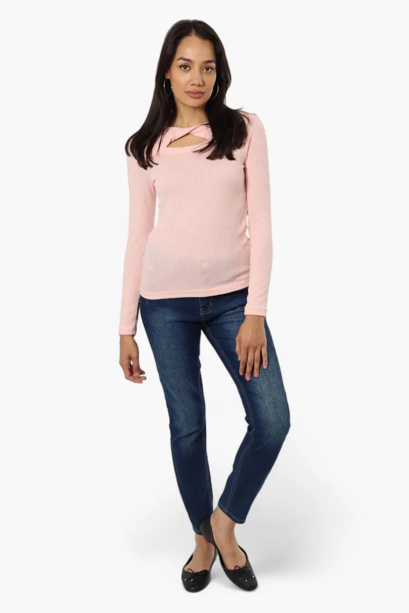 Magazine Ribbed Front Twist Long Sleeve Top - Pink sold by Fairweather product image thumbnail 2
