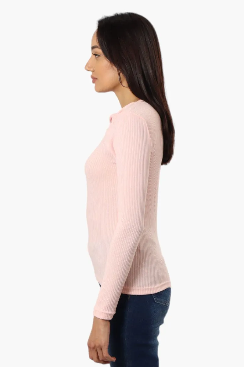 Magazine Ribbed Front Twist Long Sleeve Top - Pink sold by Fairweather product image thumbnail 3