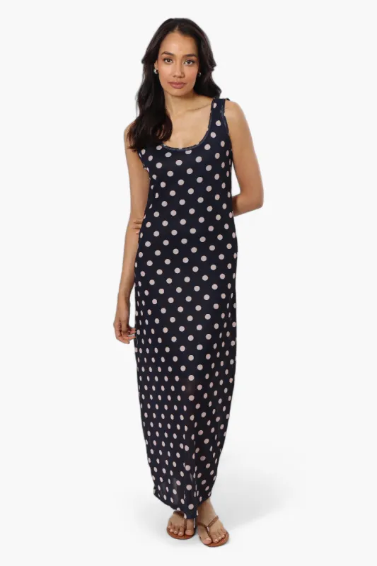 Majora Polka Dot Pattern Maxi Dress - Navy sold by Fairweather