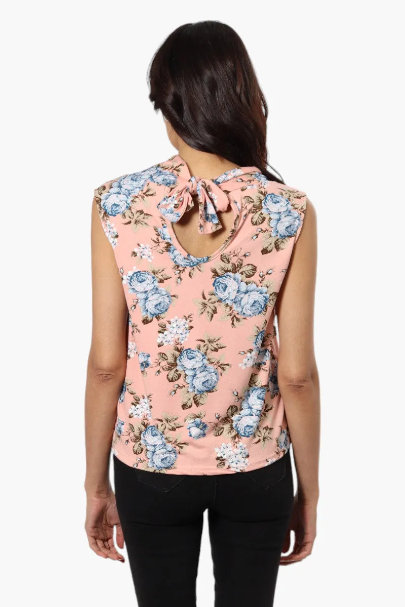 International INC Company Floral Tie Neck Cowl Tank Top - Peach sold by Fairweather product image thumbnail 4