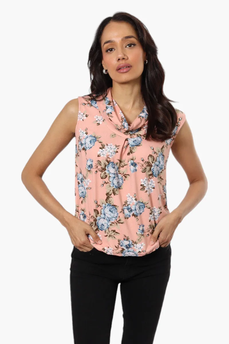 International INC Company Floral Tie Neck Cowl Tank Top - Peach sold by Fairweather