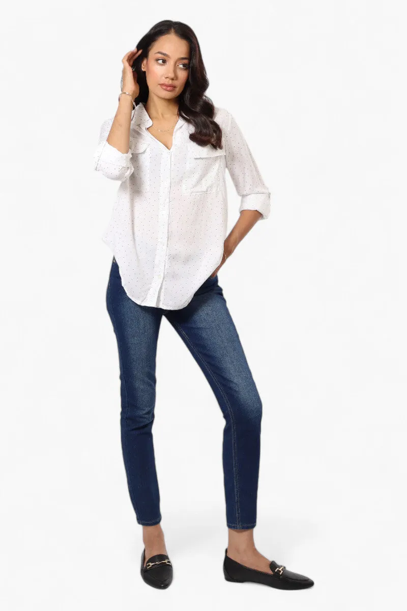 Beechers Brook Dotted Roll Up Sleeve Blouse - White sold by Fairweather product image thumbnail 2