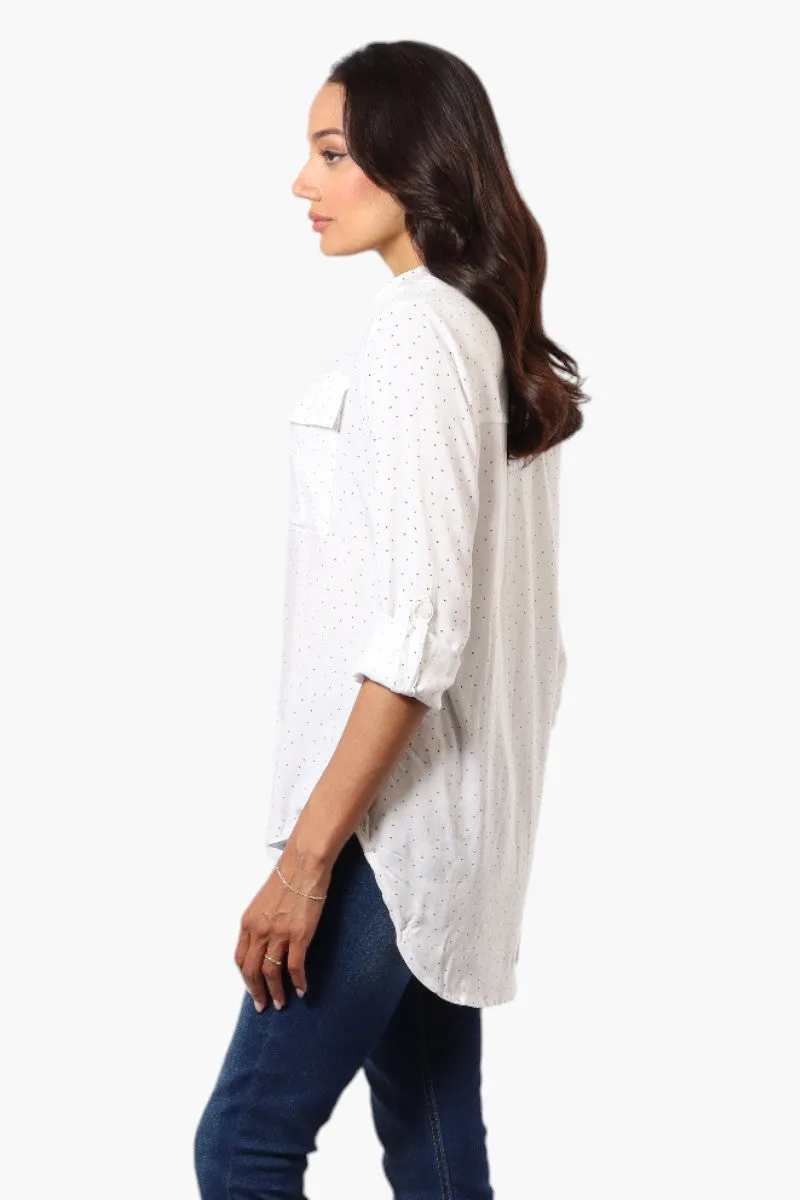 Beechers Brook Dotted Roll Up Sleeve Blouse - White sold by Fairweather product image thumbnail 3