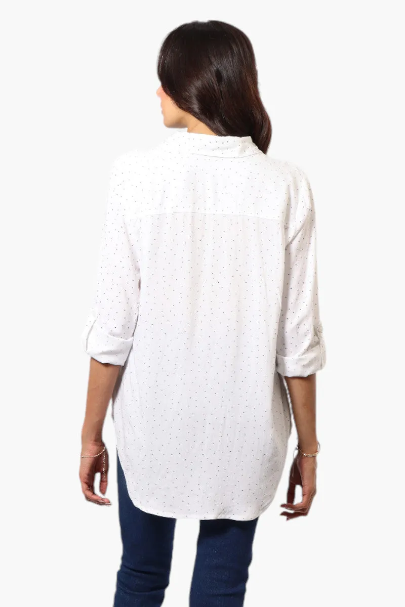 Beechers Brook Dotted Roll Up Sleeve Blouse - White sold by Fairweather product image thumbnail 4
