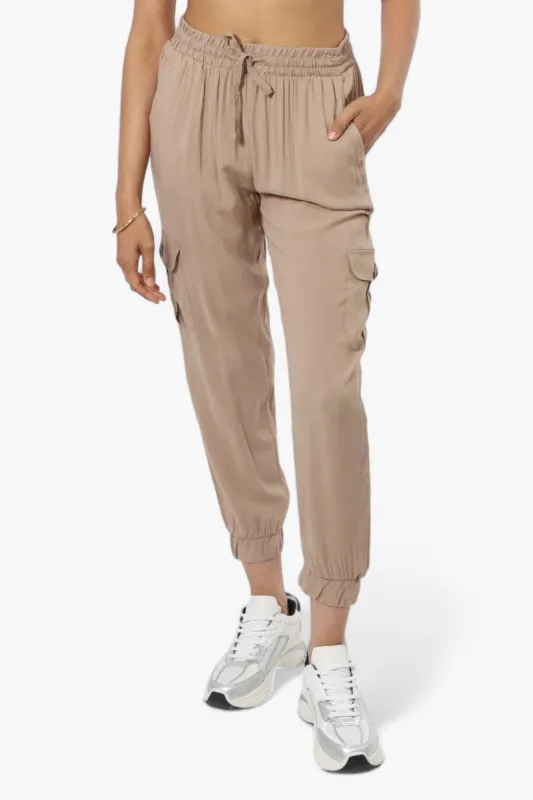 International INC Company Tie Waist Cargo Pocket Jogger Pants - Beige sold by Fairweather