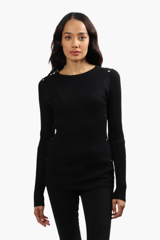 Limite Ribbed Crewneck Pullover Sweater - Black sold by Fairweather