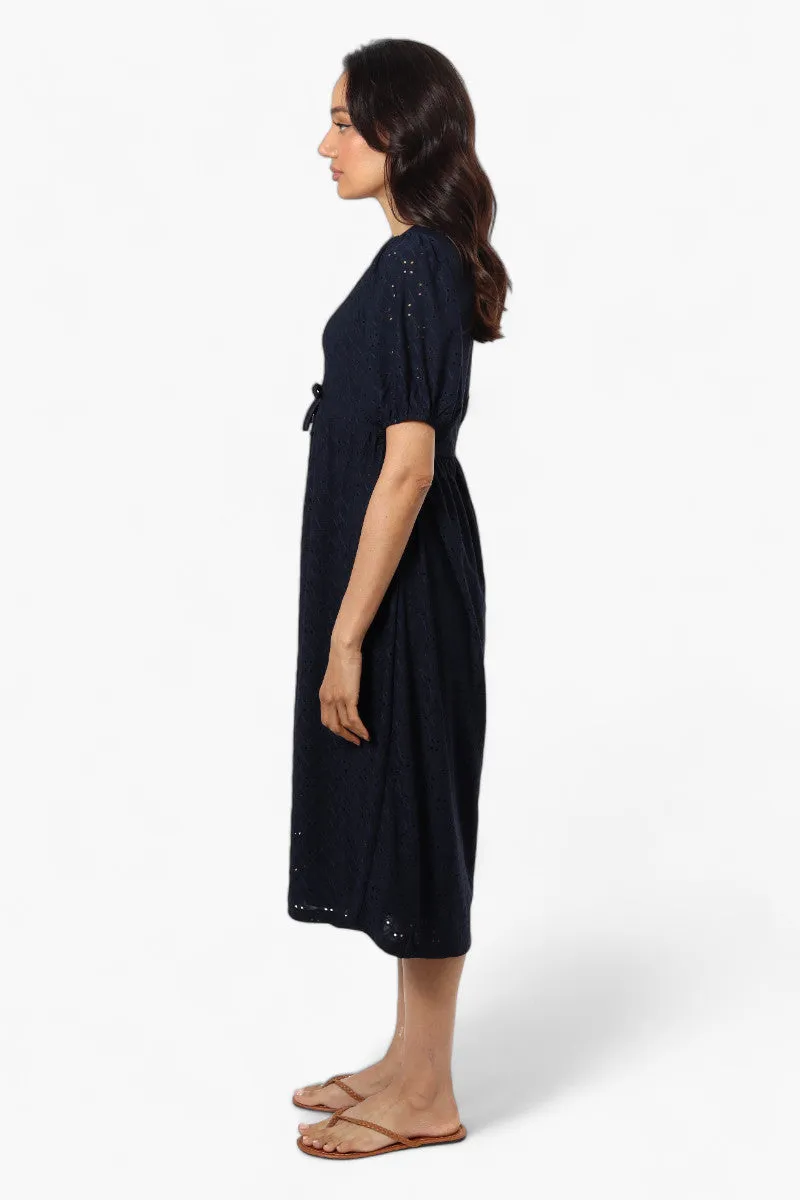 Urbanology Front Tie Puff Sleeve Maxi Dress - Navy sold by Fairweather product image thumbnail 3