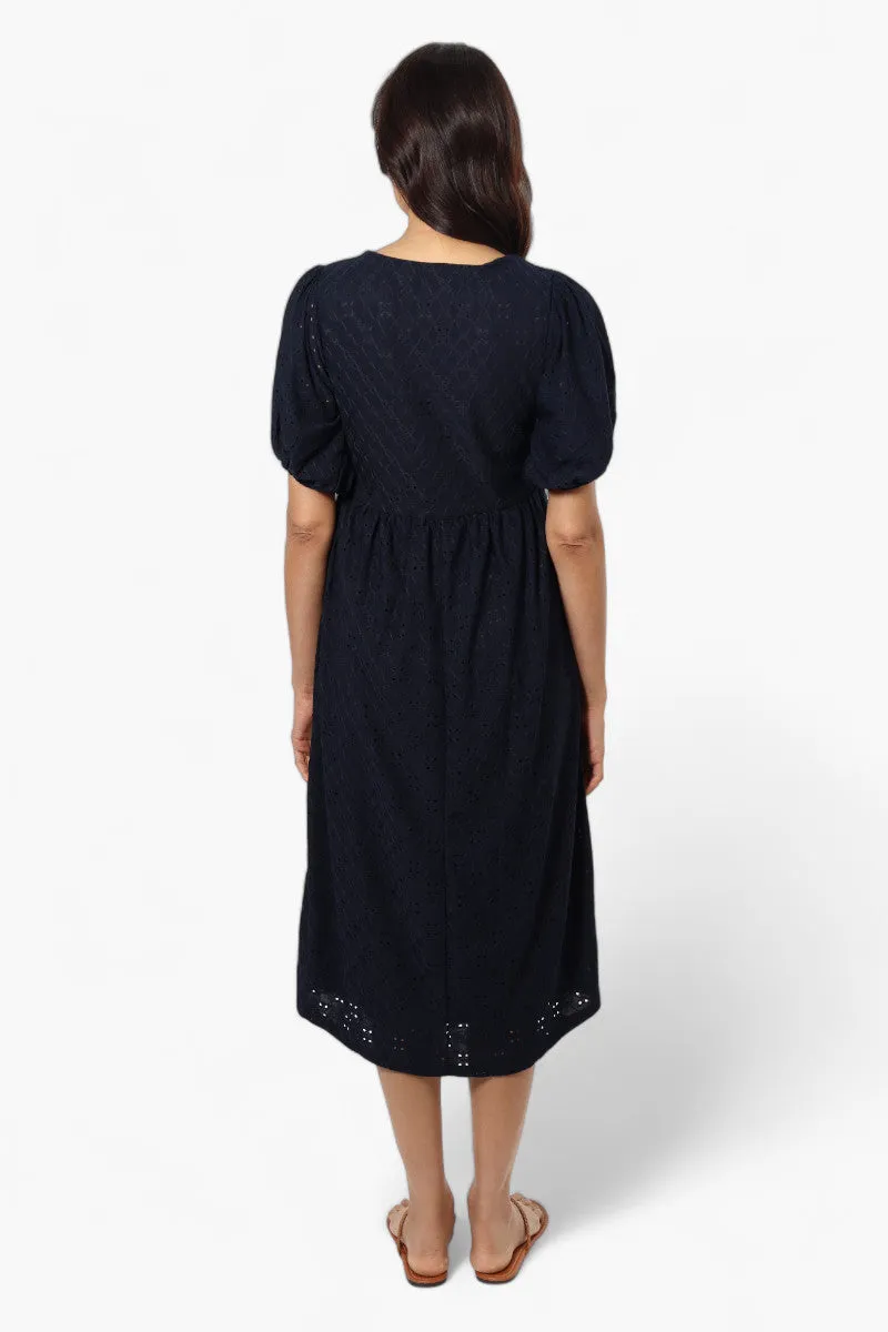 Urbanology Front Tie Puff Sleeve Maxi Dress - Navy sold by Fairweather product image thumbnail 4