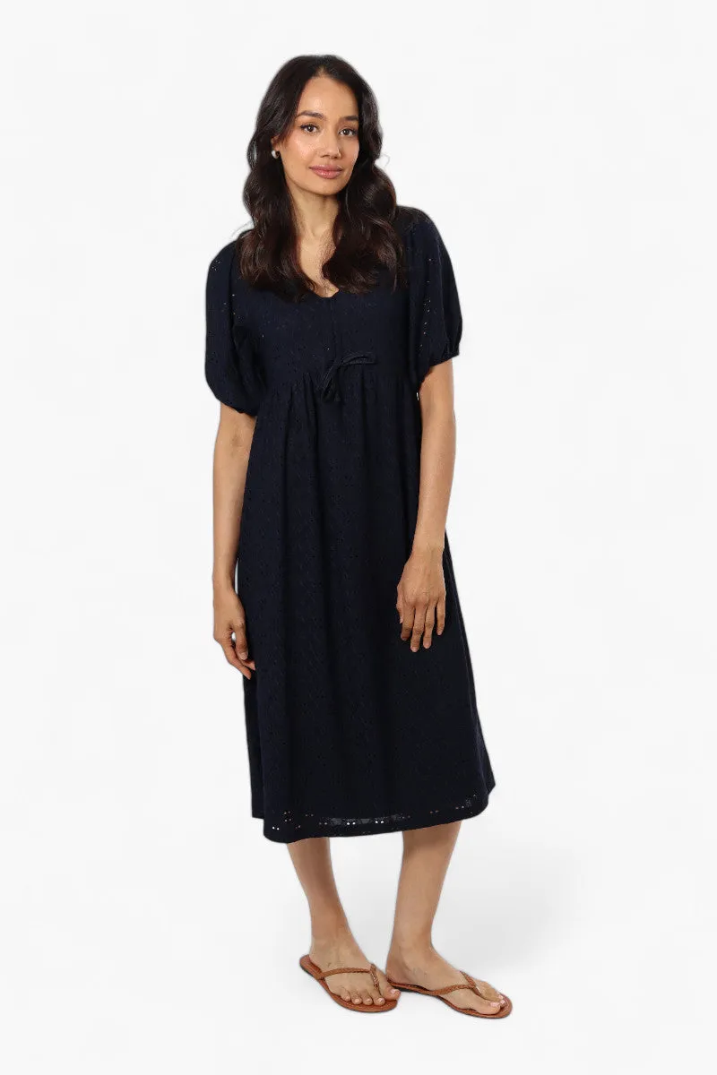 Urbanology Front Tie Puff Sleeve Maxi Dress - Navy sold by Fairweather product image thumbnail 2