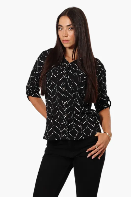 Beechers Brook Patterned Roll Up Sleeve Shirt - Black sold by Fairweather
