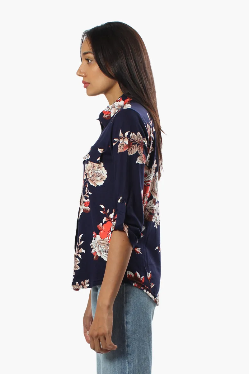 Majora Floral Roll Up Sleeve Shirt - Navy sold by Fairweather product image thumbnail 3