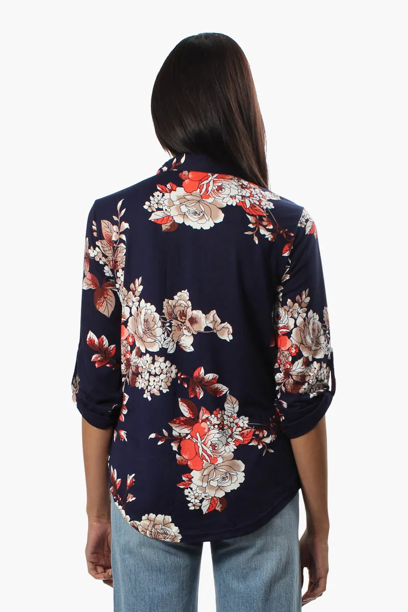 Majora Floral Roll Up Sleeve Shirt - Navy sold by Fairweather product image thumbnail 4