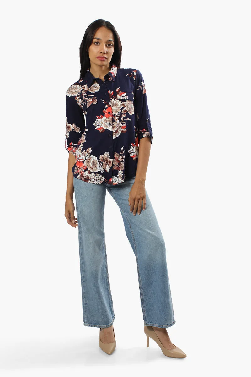 Majora Floral Roll Up Sleeve Shirt - Navy sold by Fairweather product image thumbnail 2