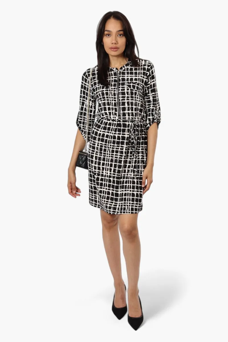 Beechers Brook Patterned Roll Up Sleeve Day Dress - Black sold by Fairweather product image thumbnail 2