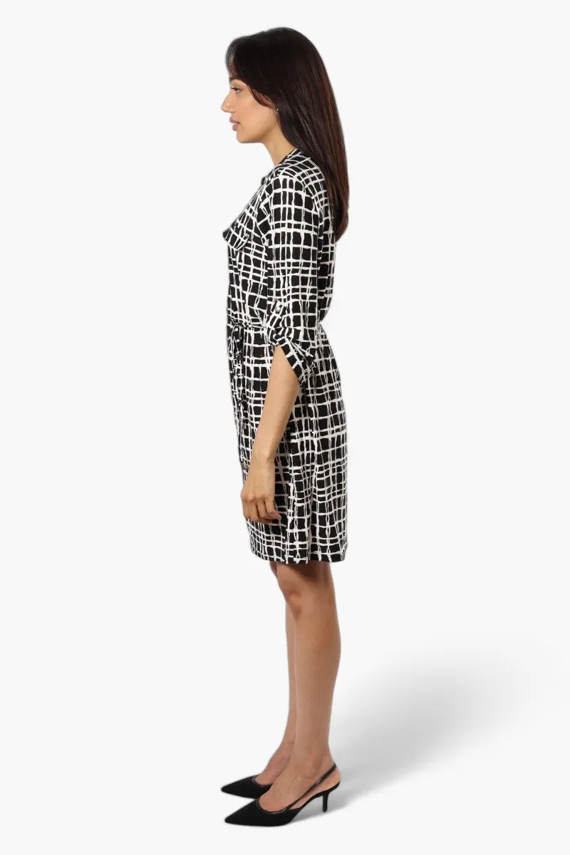Beechers Brook Patterned Roll Up Sleeve Day Dress - Black sold by Fairweather product image thumbnail 3