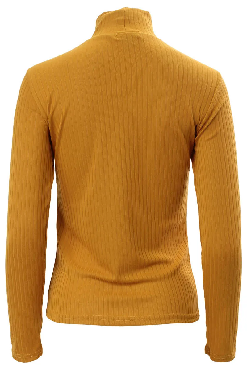 Majora Ribbed Cut Out Front Long Sleeve Top - Yellow sold by Fairweather product image thumbnail 3