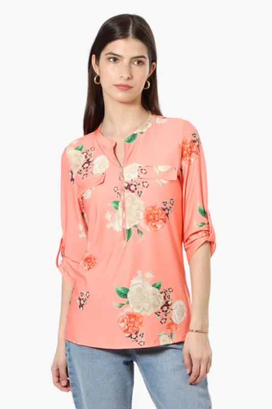 Beechers Brook Floral Roll Up Sleeve Shirt - Pink sold by Fairweather