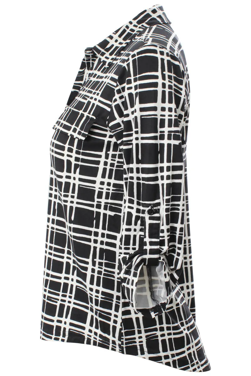 Majora Patterned Roll Up Sleeve Shirt - Black sold by Fairweather product image thumbnail 2