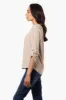Beechers Brook Solid Roll Up Sleeve Necklace Blouse - Beige sold by Fairweather