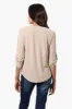 Beechers Brook Solid Roll Up Sleeve Necklace Blouse - Beige sold by Fairweather