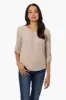 Beechers Brook Solid Roll Up Sleeve Necklace Blouse - Beige sold by Fairweather