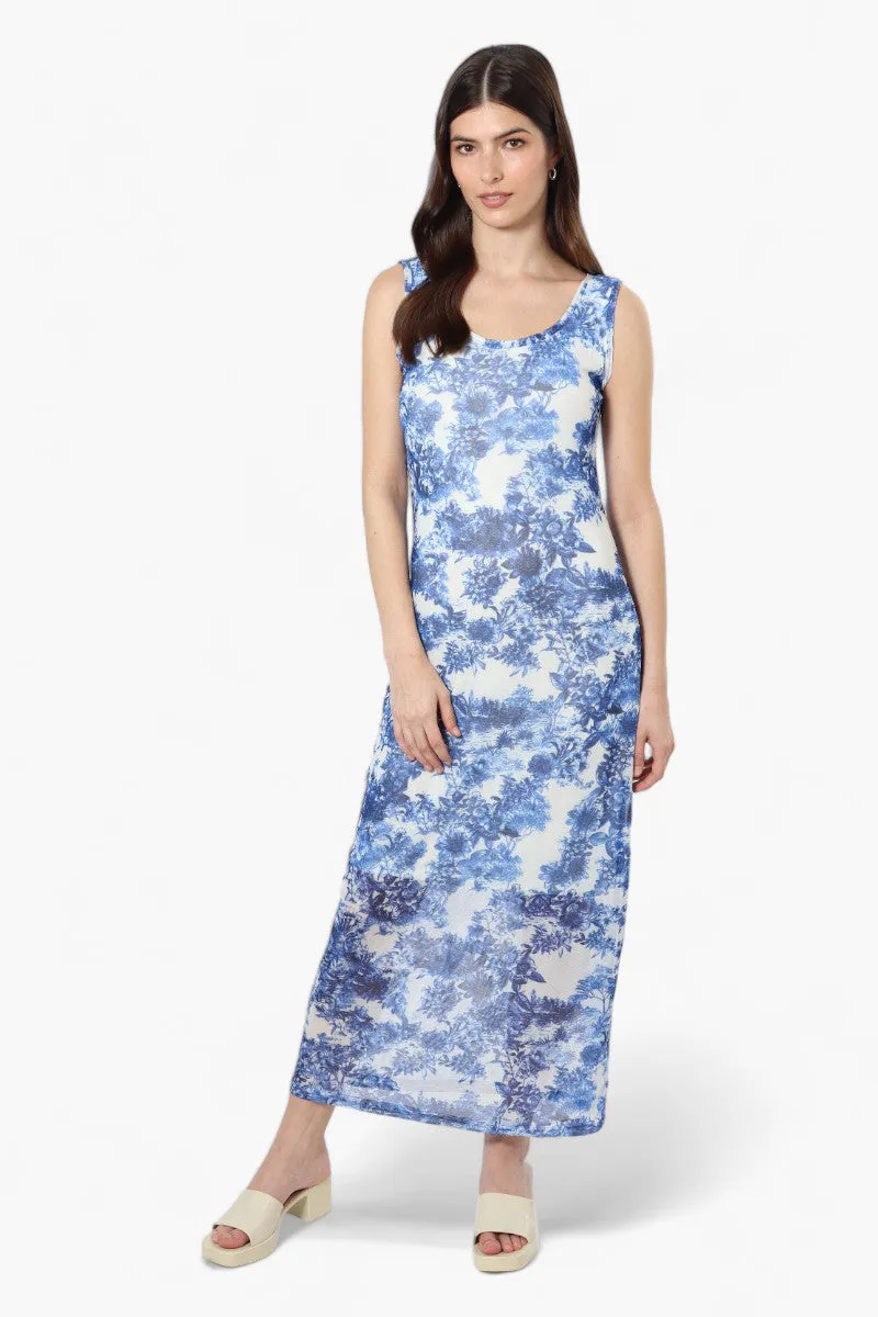 Majora Floral Mesh Maxi Dress - Blue sold by Fairweather product image thumbnail 2