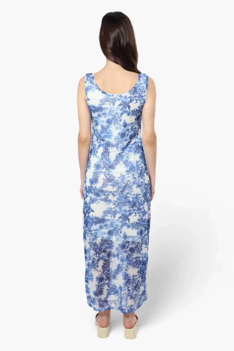 Majora Floral Mesh Maxi Dress - Blue sold by Fairweather product image thumbnail 4
