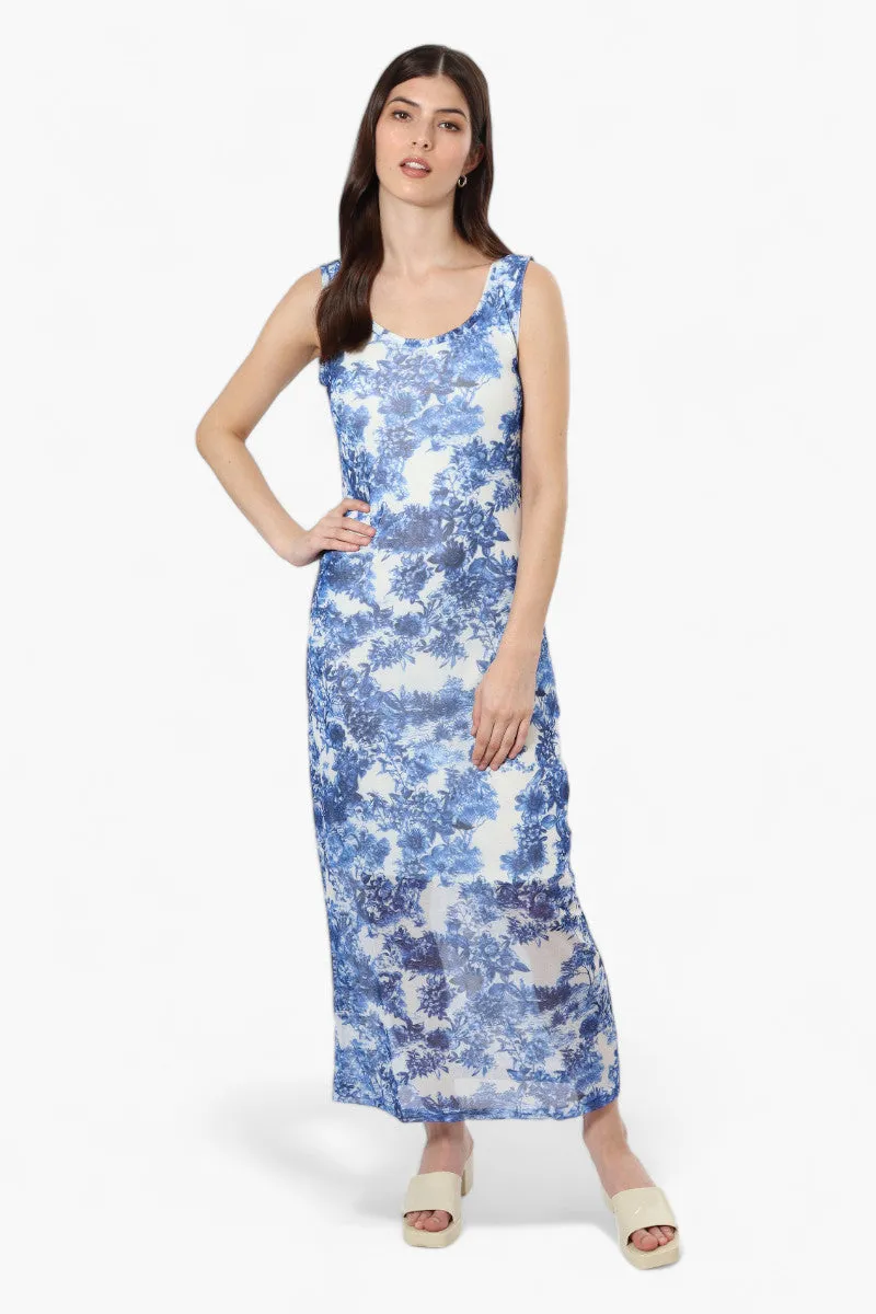 Majora Floral Mesh Maxi Dress - Blue sold by Fairweather