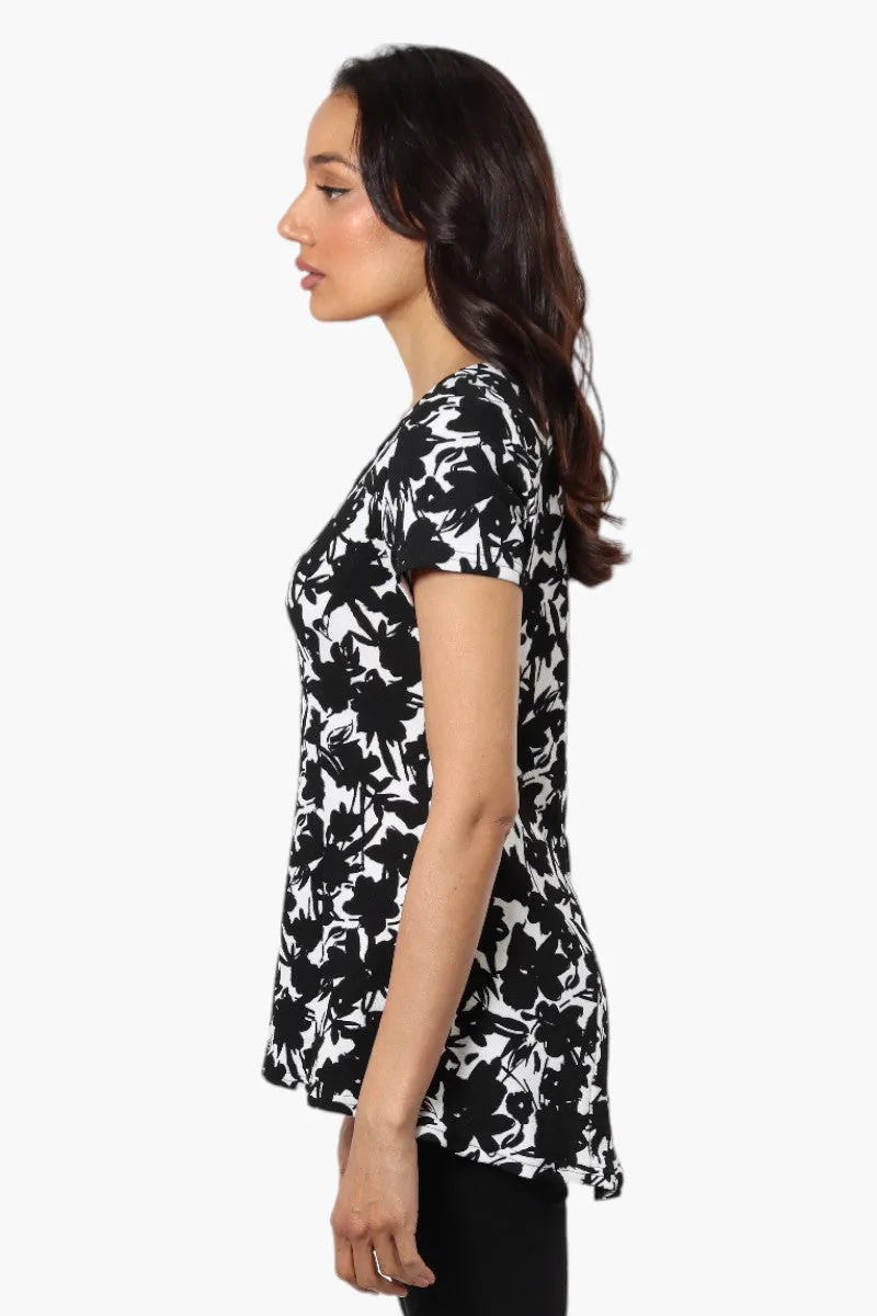 Impress Floral High Low Cap Sleeve Blouse - Black sold by Fairweather product image thumbnail 3