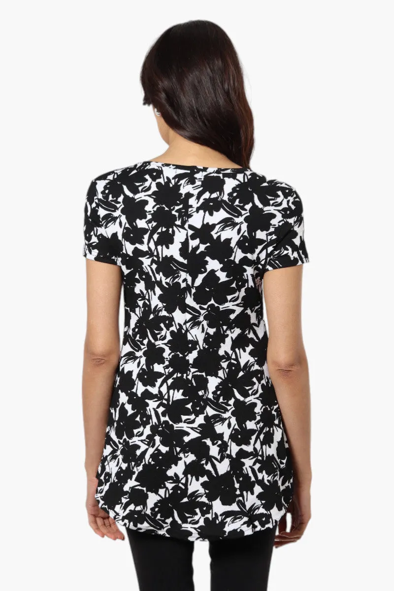 Impress Floral High Low Cap Sleeve Blouse - Black sold by Fairweather product image thumbnail 4