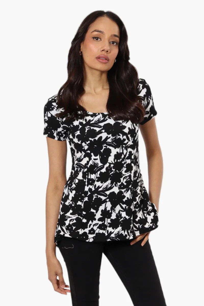 Impress Floral High Low Cap Sleeve Blouse - Black sold by Fairweather