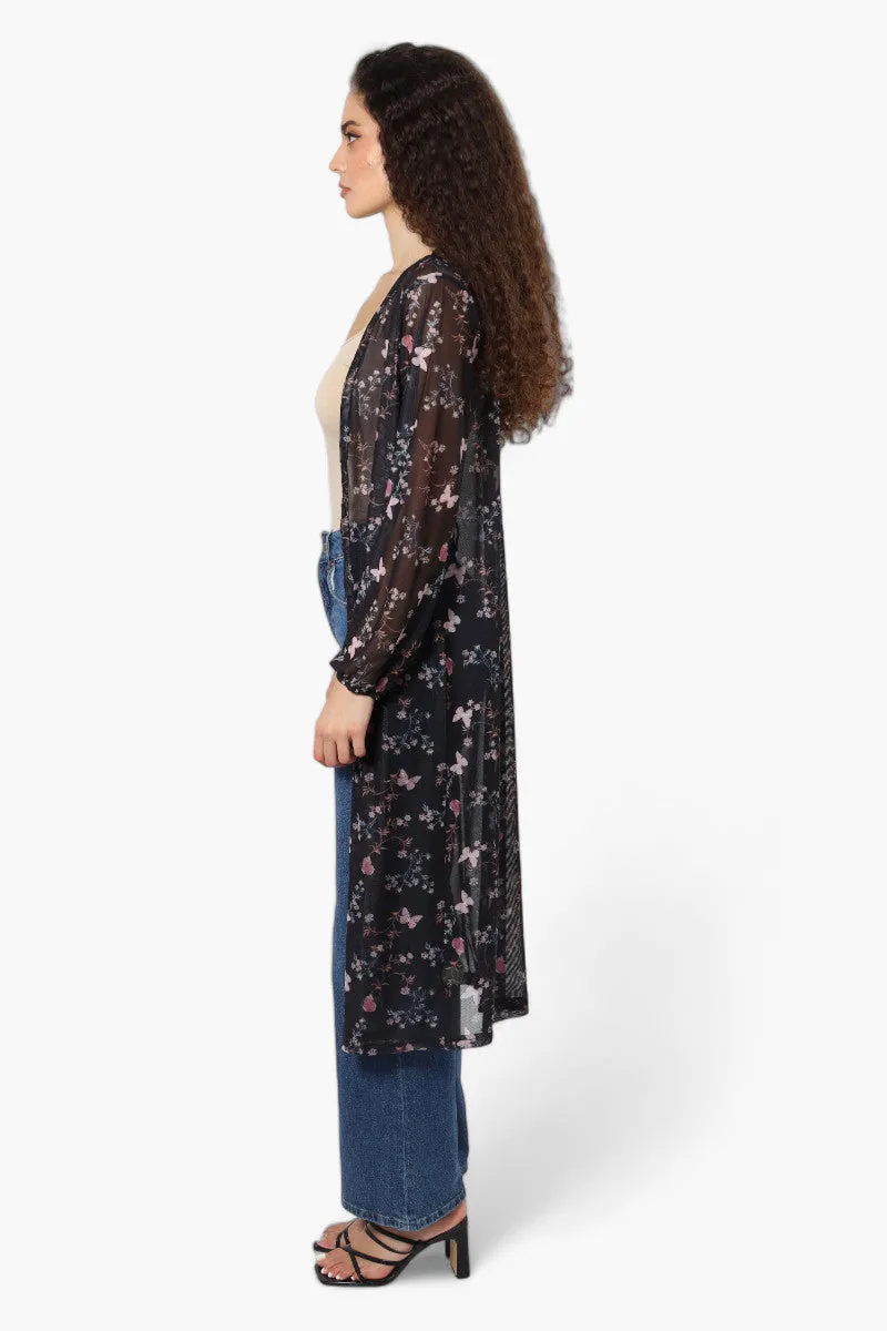 Limite Butteryfly Pattern Sheer Duster Cardigan - Black sold by Fairweather product image thumbnail 3
