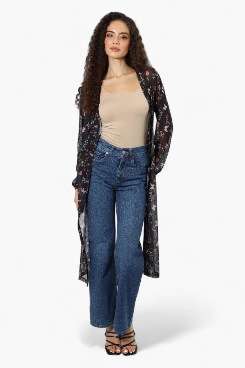 Limite Butteryfly Pattern Sheer Duster Cardigan - Black sold by Fairweather product image thumbnail 2