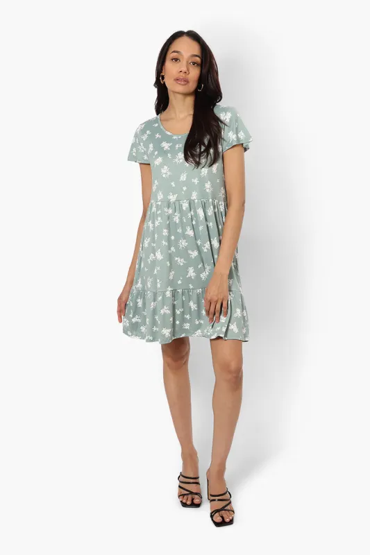 International INC Company Floral Scoop Neck Day Dress - Mint sold by Fairweather