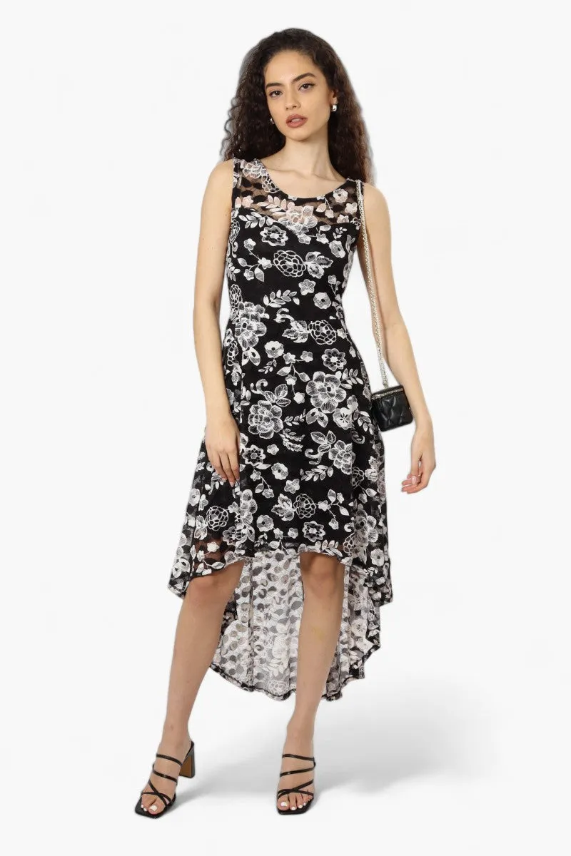 Limite Lace Floral High Low Cocktail Dress - Black sold by Fairweather product image thumbnail 2