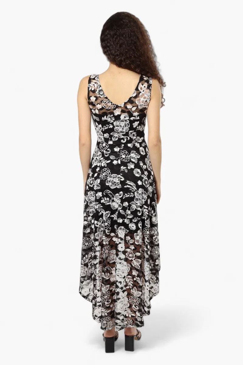 Limite Lace Floral High Low Cocktail Dress - Black sold by Fairweather product image thumbnail 4