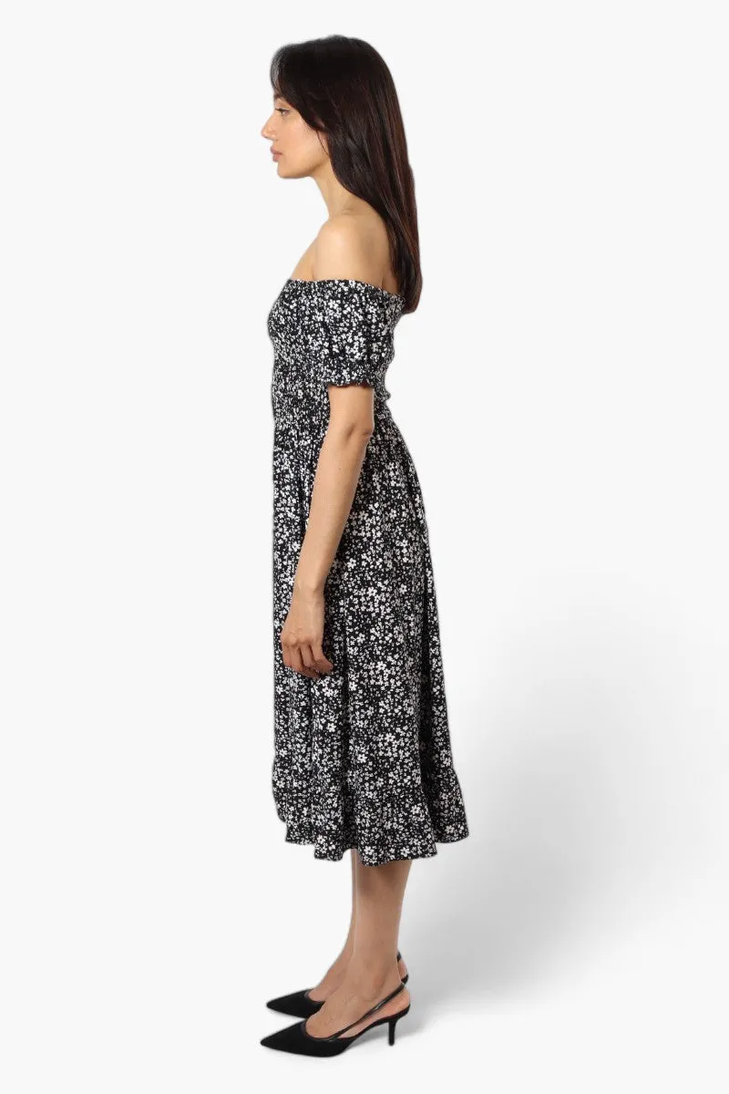 International INC Company Floral Smocked Flounce Maxi Dress - Black sold by Fairweather product image thumbnail 3