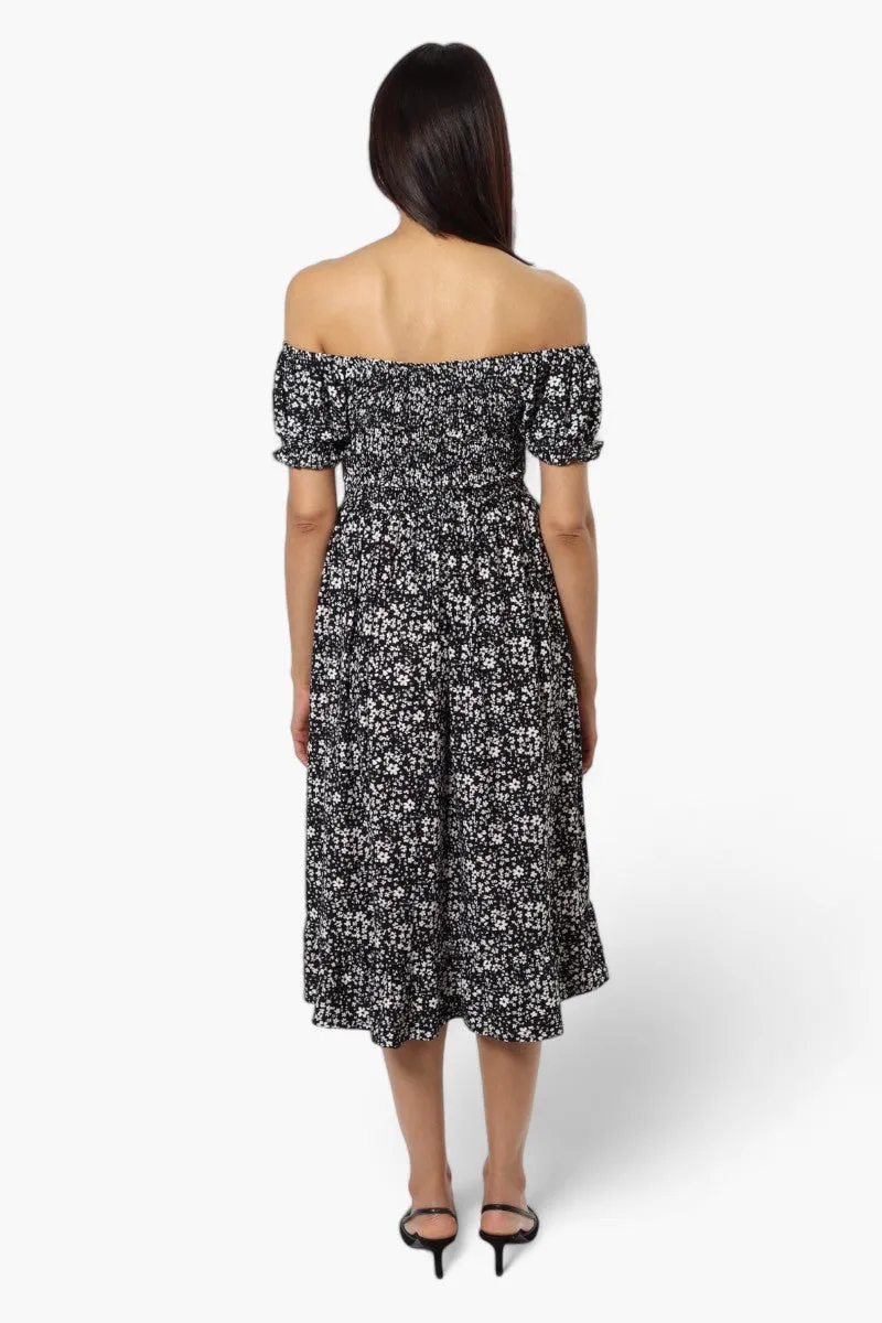 International INC Company Floral Smocked Flounce Maxi Dress - Black sold by Fairweather product image thumbnail 4