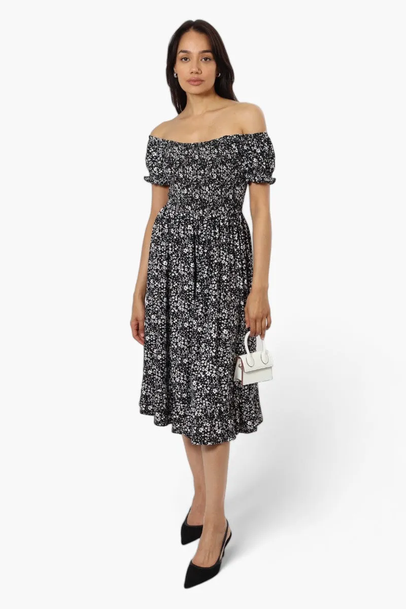 International INC Company Floral Smocked Flounce Maxi Dress - Black sold by Fairweather product image thumbnail 2