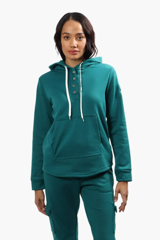 Fahrenheit Fleece Henley Hoodie - Teal sold by Fairweather